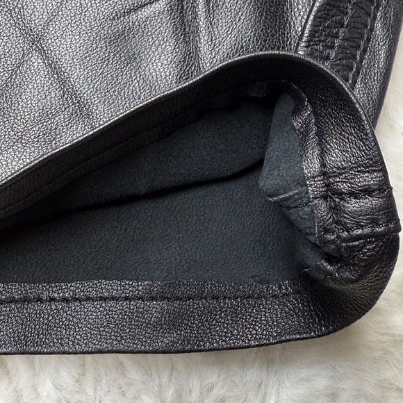 BananaRepublic Lamb Leather High Rise Straight Pant Black Actual 36” 33x25 Short - Picture 12 of 17